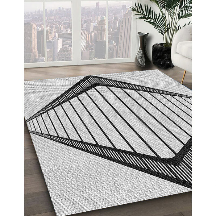 Machine Washable Transitional Platinum Gray Rug in a Family Room, wshpat3657gry