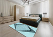 Patterned Deep-Sea Green Rug in a Bedroom, pat3657lblu