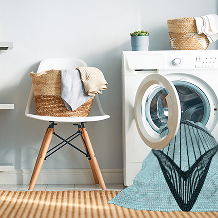 Machine Washable Transitional Deep-Sea Green Rug in a Washing Machine, wshpat3657lblu