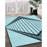 Patterned Deep-Sea Green Rug, pat3657lblu