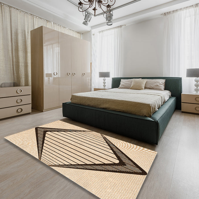 Patterned Light Brown Rug in a Bedroom, pat3657org