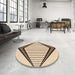 Round Patterned Light Brown Rug in a Office, pat3657org