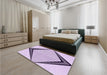 Patterned Purple Flower Purple Rug in a Bedroom, pat3657pur