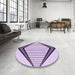 Round Patterned Purple Flower Purple Rug in a Office, pat3657pur