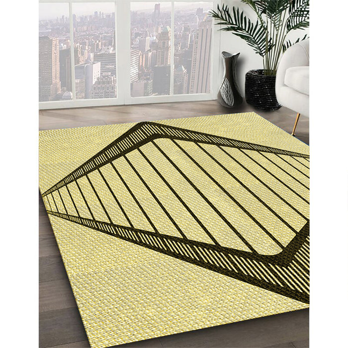 Machine Washable Transitional Sun Yellow Rug in a Family Room, wshpat3657yw