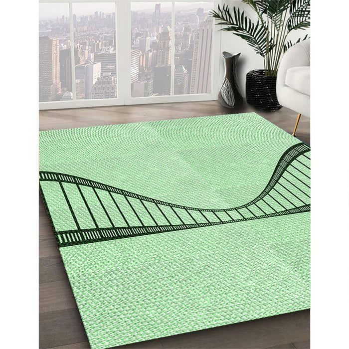 Machine Washable Transitional Mint Green Rug in a Family Room, wshpat3658grn