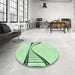 Round Patterned Mint Green Rug in a Office, pat3658grn