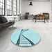 Round Patterned Electric Blue Rug in a Office, pat3658lblu