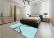 Patterned Electric Blue Rug in a Bedroom, pat3658lblu