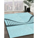 Patterned Electric Blue Rug in Family Room, pat3658lblu