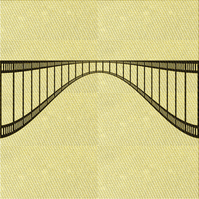 Round Machine Washable Transitional Sun Yellow Rug, wshpat3658yw