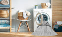 Machine Washable Transitional White Smoke Rug in a Washing Machine, wshpat3658