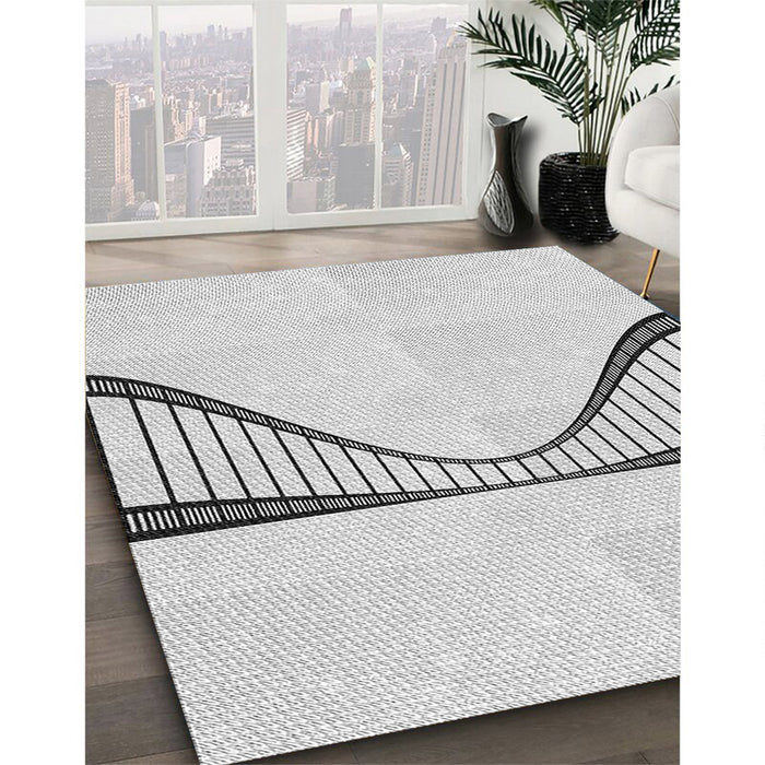 Patterned Off-White Novelty Rug in Family Room, pat3658