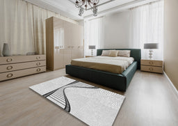 Patterned Off-White Novelty Rug in a Bedroom, pat3658