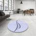 Round Patterned Jeans Blue Rug in a Office, pat3659blu