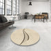 Round Patterned Moccasin Beige Rug in a Office, pat3659brn