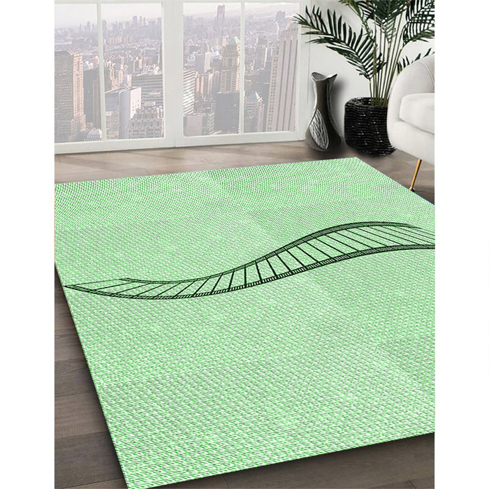 Machine Washable Transitional Mint Green Rug in a Family Room, wshpat3659grn