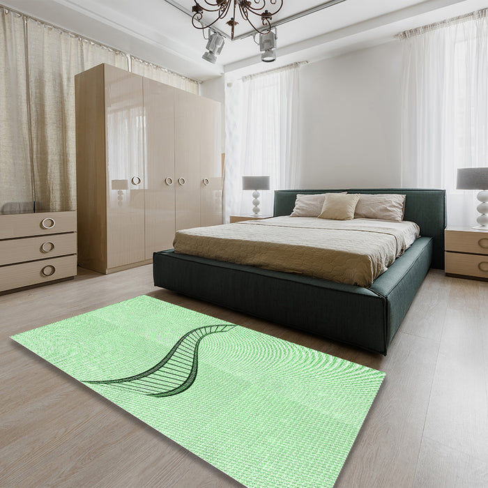 Patterned Mint Green Rug in a Bedroom, pat3659grn