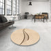 Round Patterned Moccasin Beige Rug in a Office, pat3659org