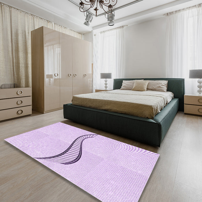 Patterned Bright Lilac Purple Rug in a Bedroom, pat3659pur