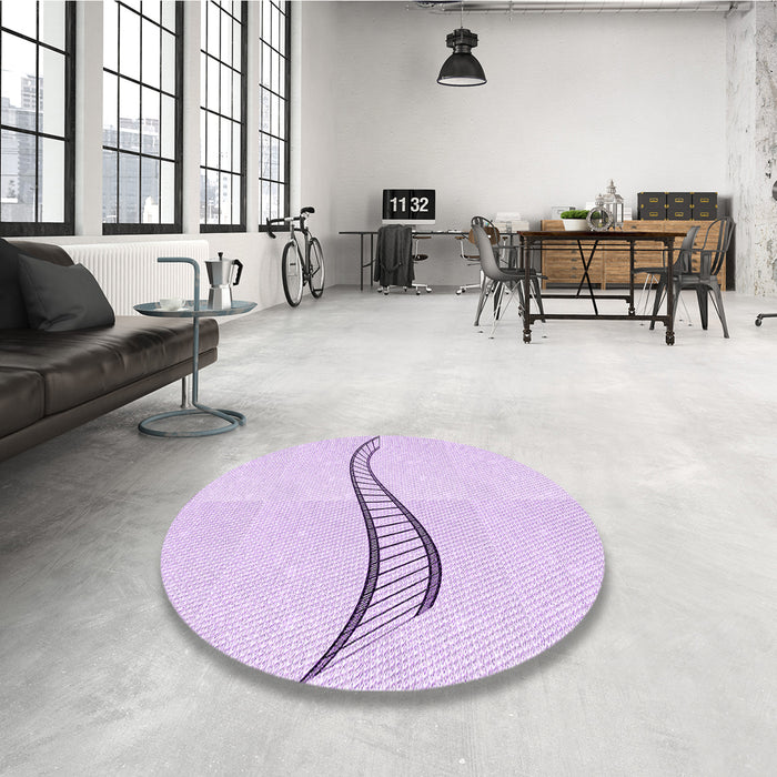 Round Patterned Bright Lilac Purple Rug in a Office, pat3659pur