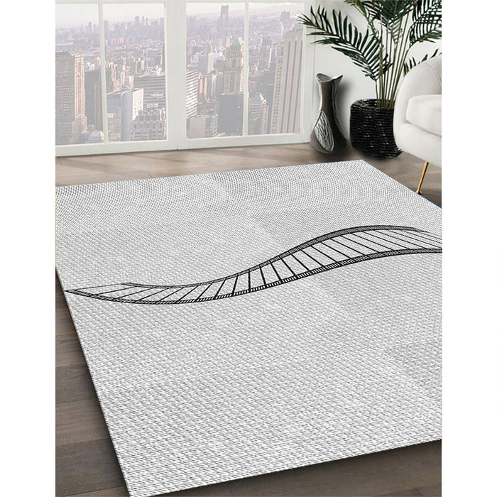 Patterned Dark Gray Novelty Rug in Family Room, pat3659