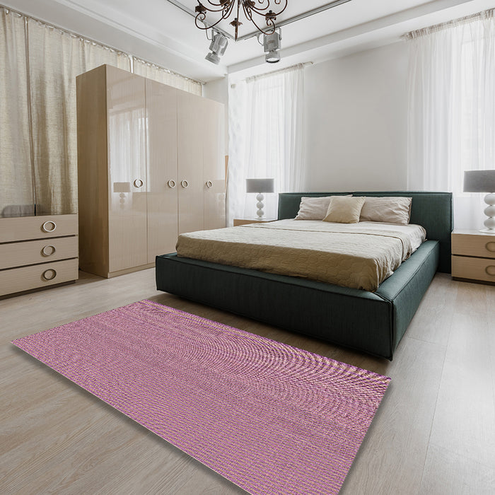 Patterned Daisy Pink Novelty Rug in a Bedroom, pat365