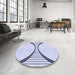 Round Patterned Lavender Blue Rug in a Office, pat3660blu