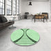 Round Patterned Mint Green Rug in a Office, pat3660grn