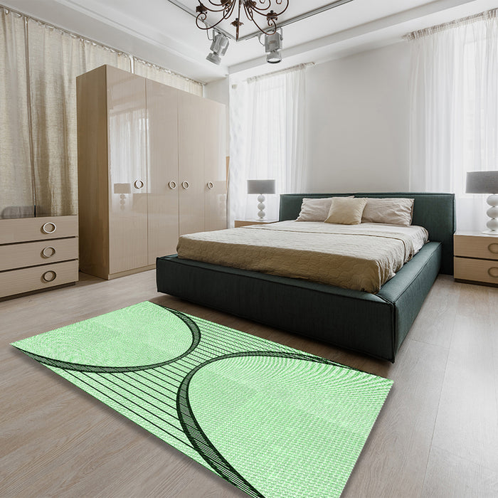Patterned Mint Green Rug in a Bedroom, pat3660grn