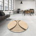 Round Patterned Peru Brown Rug in a Office, pat3660org