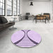 Round Patterned Lilac Purple Rug in a Office, pat3660pur