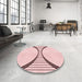 Round Patterned Pink Rug in a Office, pat3660rd