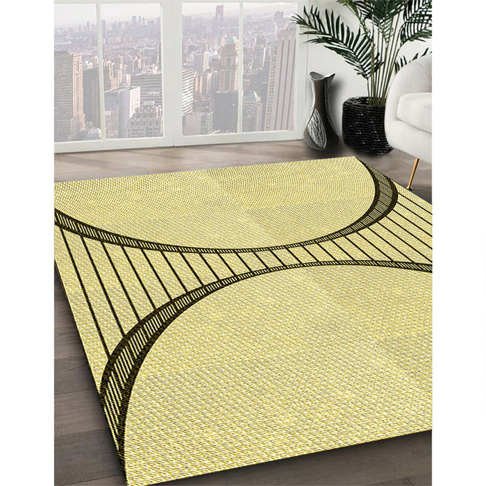Machine Washable Transitional Sun Yellow Rug in a Family Room, wshpat3660yw