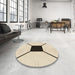 Round Patterned Wheat Beige Rug in a Office, pat3661brn