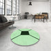 Round Patterned Mint Green Rug in a Office, pat3661grn