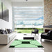 Square Patterned Mint Green Rug in a Living Room, pat3661grn