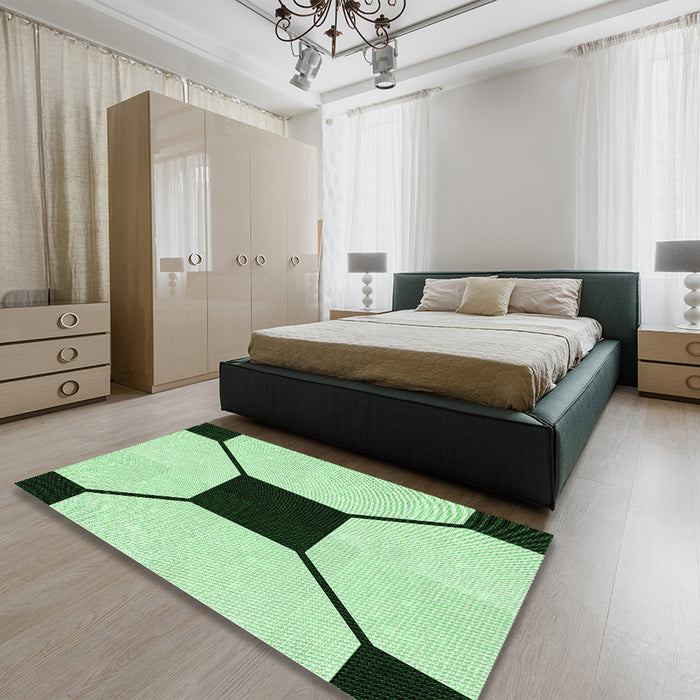 Patterned Mint Green Rug in a Bedroom, pat3661grn