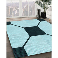 Patterned Deep-Sea Green Rug, pat3661lblu