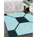 Patterned Deep-Sea Green Rug in Family Room, pat3661lblu