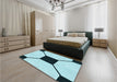 Patterned Deep-Sea Green Rug in a Bedroom, pat3661lblu