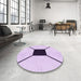 Round Patterned Orchid Purple Rug in a Office, pat3661pur