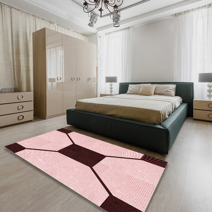 Patterned Light Rose Pink Rug in a Bedroom, pat3661rd