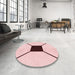 Round Patterned Light Rose Pink Rug in a Office, pat3661rd