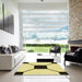 Square Patterned Sun Yellow Rug in a Living Room, pat3661yw