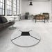 Round Machine Washable Transitional Ash Gray Rug in a Office, wshpat3661