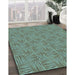 Patterned Medium Aqua Marine Green Rug in Family Room, pat3662lblu