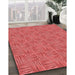 Patterned Red Rug in Family Room, pat3662rd