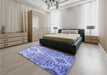 Patterned Jeans Blue Rug in a Bedroom, pat3663blu