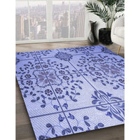 Patterned Jeans Blue Rug, pat3663blu